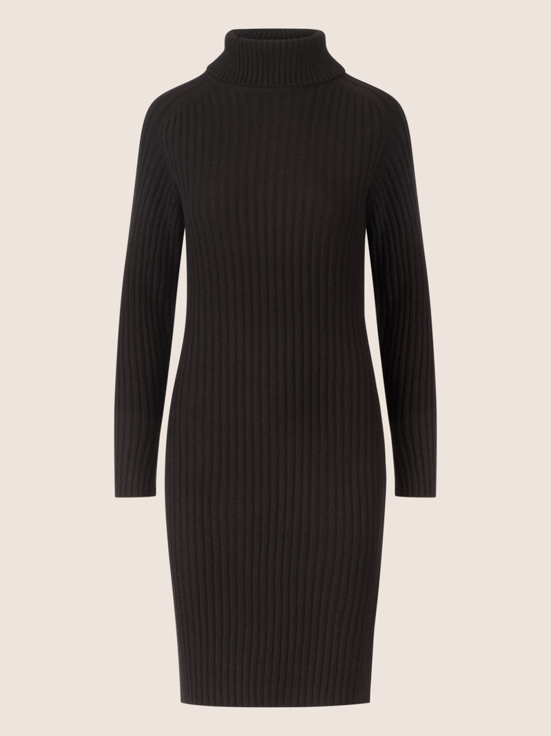APART Rippenstrickkleid mit Rollkragen | schwarz