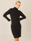 APART Rippenstrickkleid mit Rollkragen | schwarz