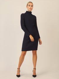 APART Rippenstrickkleid mit Rollkragen | nachtblau