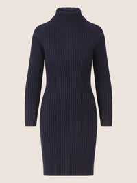 APART Rippenstrickkleid mit Rollkragen | nachtblau