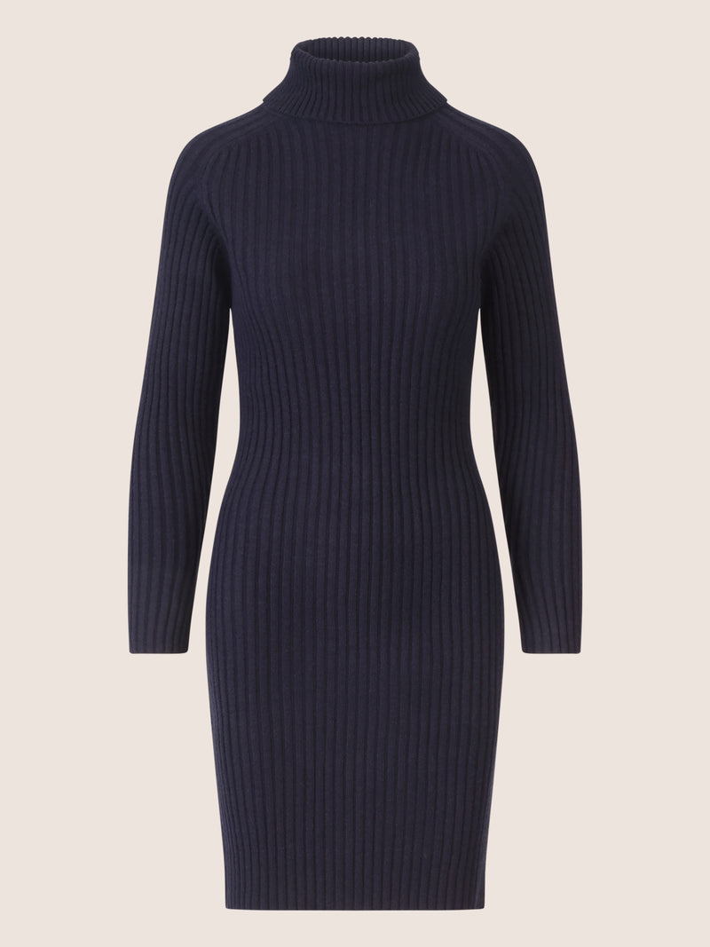 APART Rippenstrickkleid mit Rollkragen | nachtblau