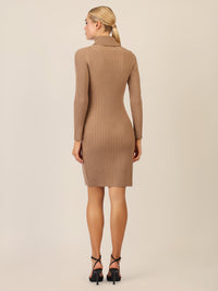 APART Rippenstrickkleid mit Rollkragen | camel