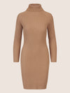 APART Rippenstrickkleid mit Rollkragen | camel