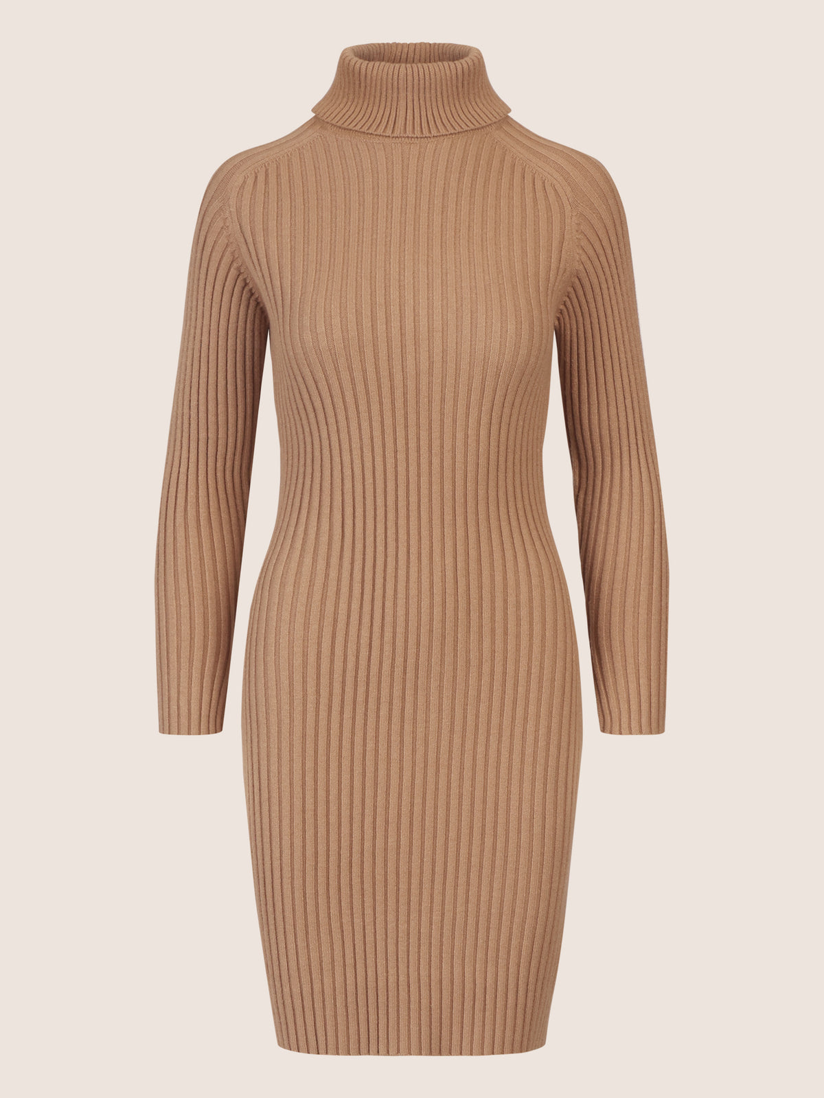 APART Rippenstrickkleid mit Rollkragen | camel