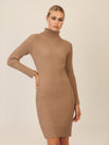 APART Rippenstrickkleid mit Rollkragen | camel