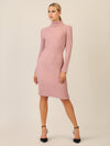 APART Rippenstrickkleid mit Rollkragen | mauve