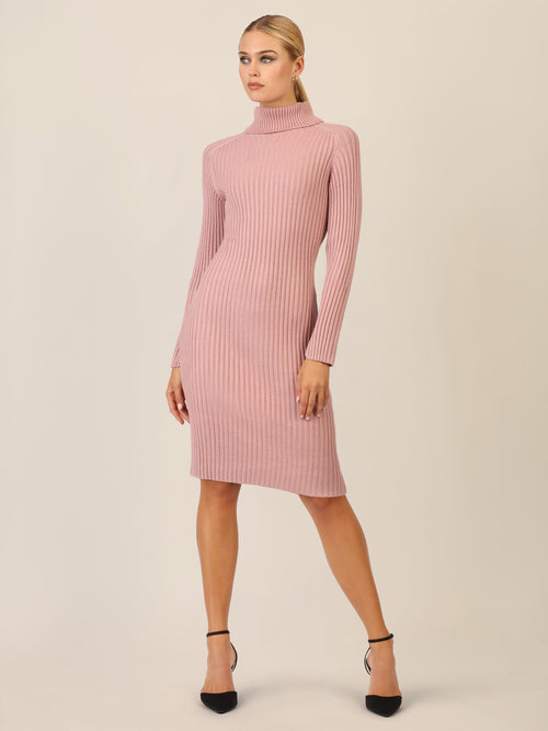 APART Rippenstrickkleid mit Rollkragen | mauve image 1