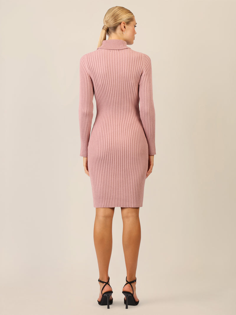 APART Rippenstrickkleid mit Rollkragen | mauve