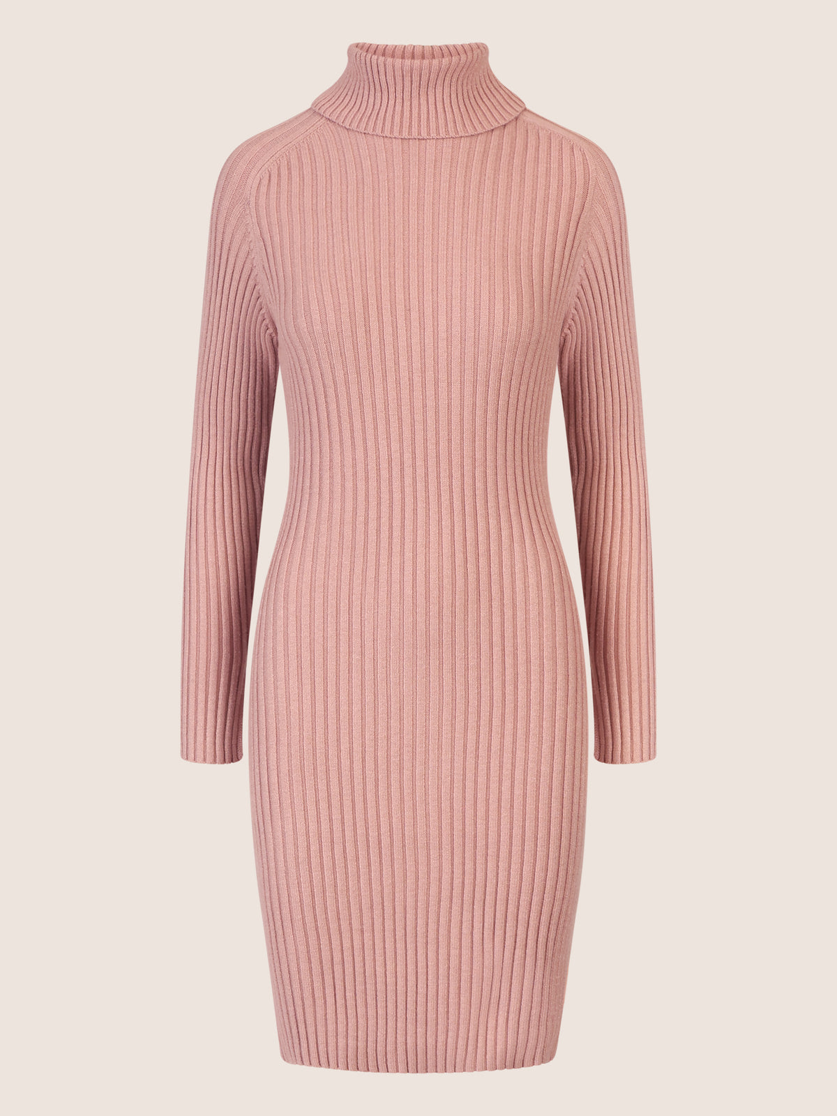 APART Rippenstrickkleid mit Rollkragen | mauve