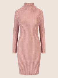 APART Rippenstrickkleid mit Rollkragen | mauve