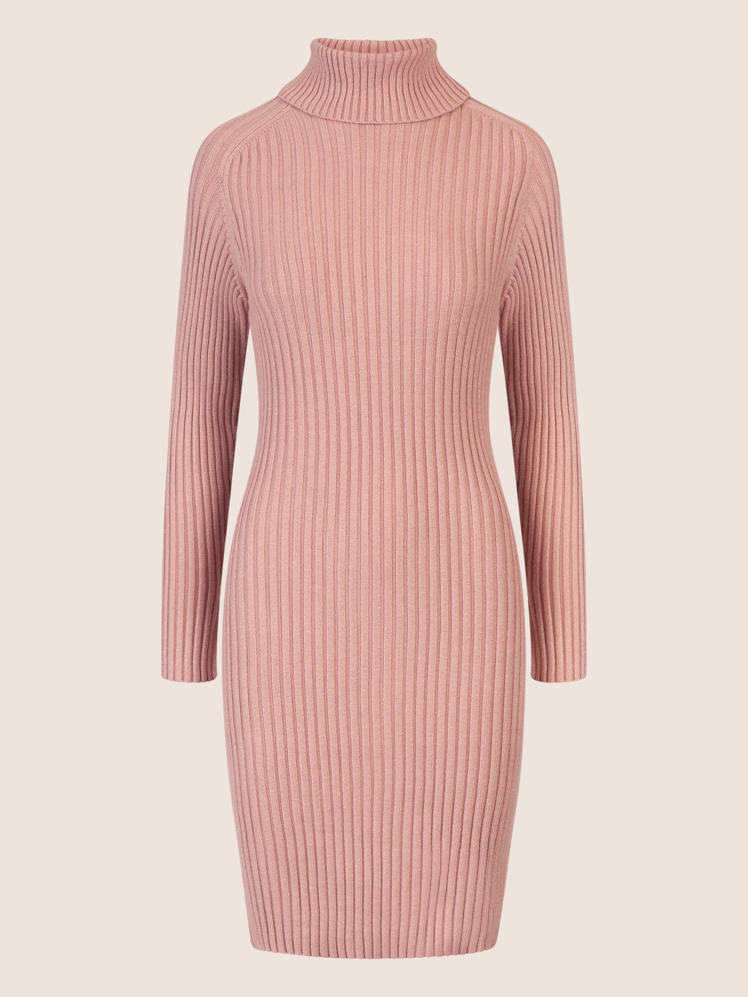 APART Rippenstrickkleid mit Rollkragen | mauve