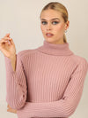 APART Rippenstrickkleid mit Rollkragen | mauve