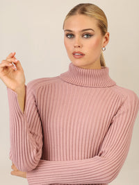 APART Rippenstrickkleid mit Rollkragen | mauve