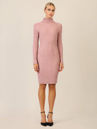 APART Rippenstrickkleid mit Rollkragen | mauve