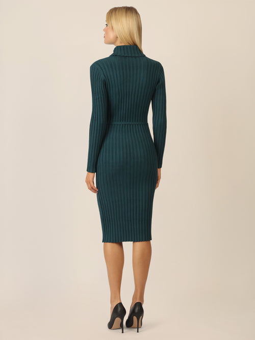 APART Midistrickkleid mit Gürtel | dunkelgrün image 1