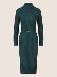 APART Midistrickkleid mit Gürtel | dunkelgrün