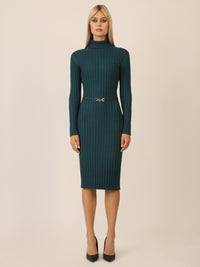 APART Midistrickkleid mit Gürtel | dunkelgrün