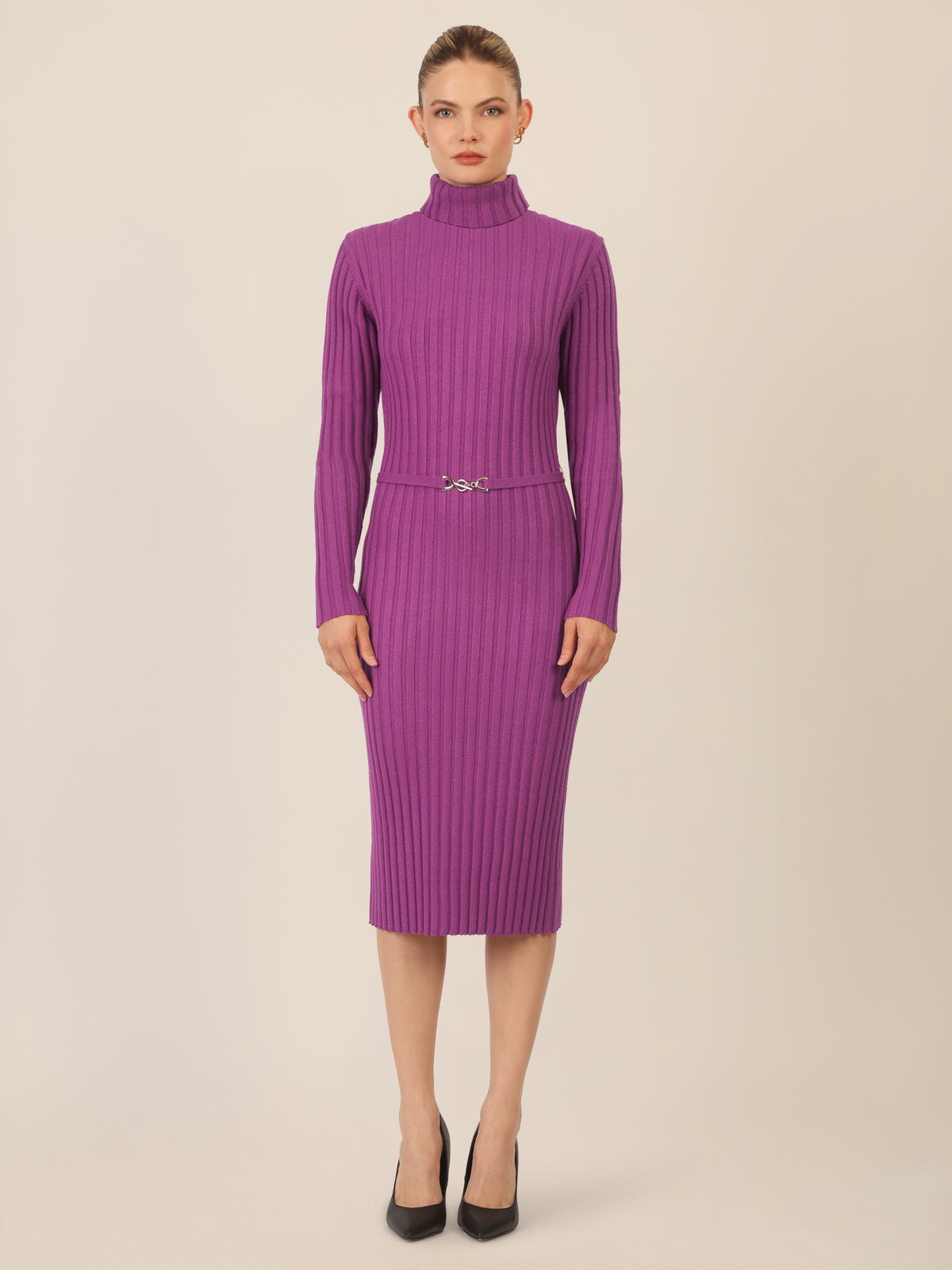 APART Midistrickkleid mit Gürtel | lila