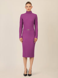 APART Midistrickkleid mit Gürtel | lila