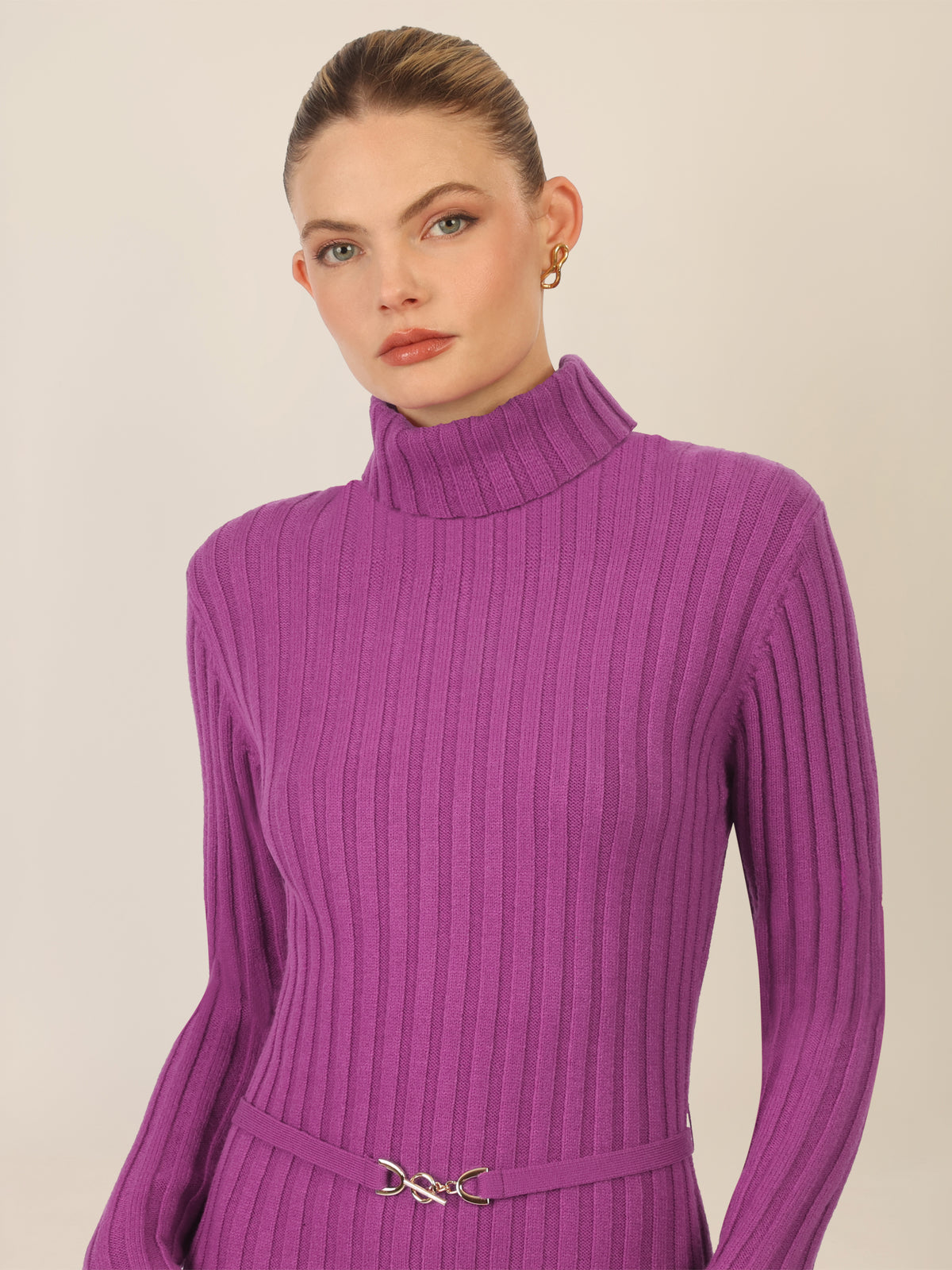 APART Midistrickkleid mit Gürtel | lila