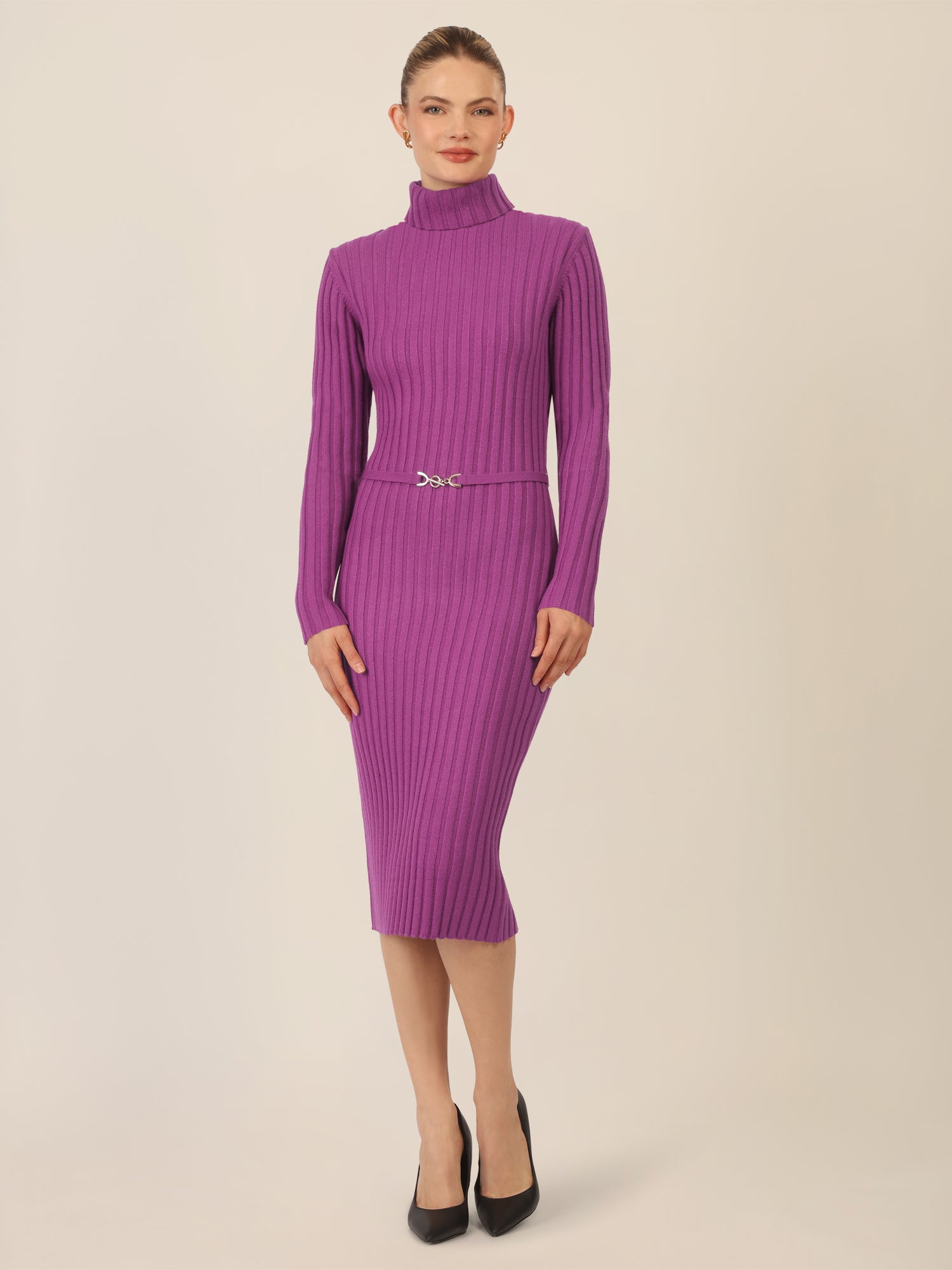 APART Midistrickkleid mit Gürtel | lila