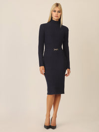 APART Midistrickkleid mit Gürtel | nachtblau