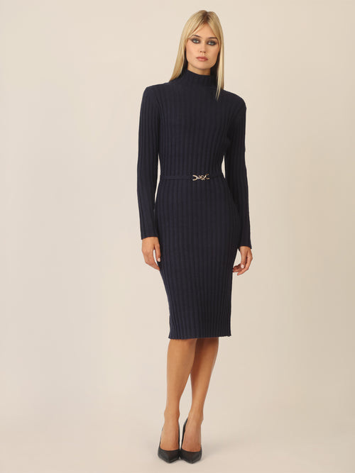APART Midistrickkleid mit Gürtel | nachtblau image 1