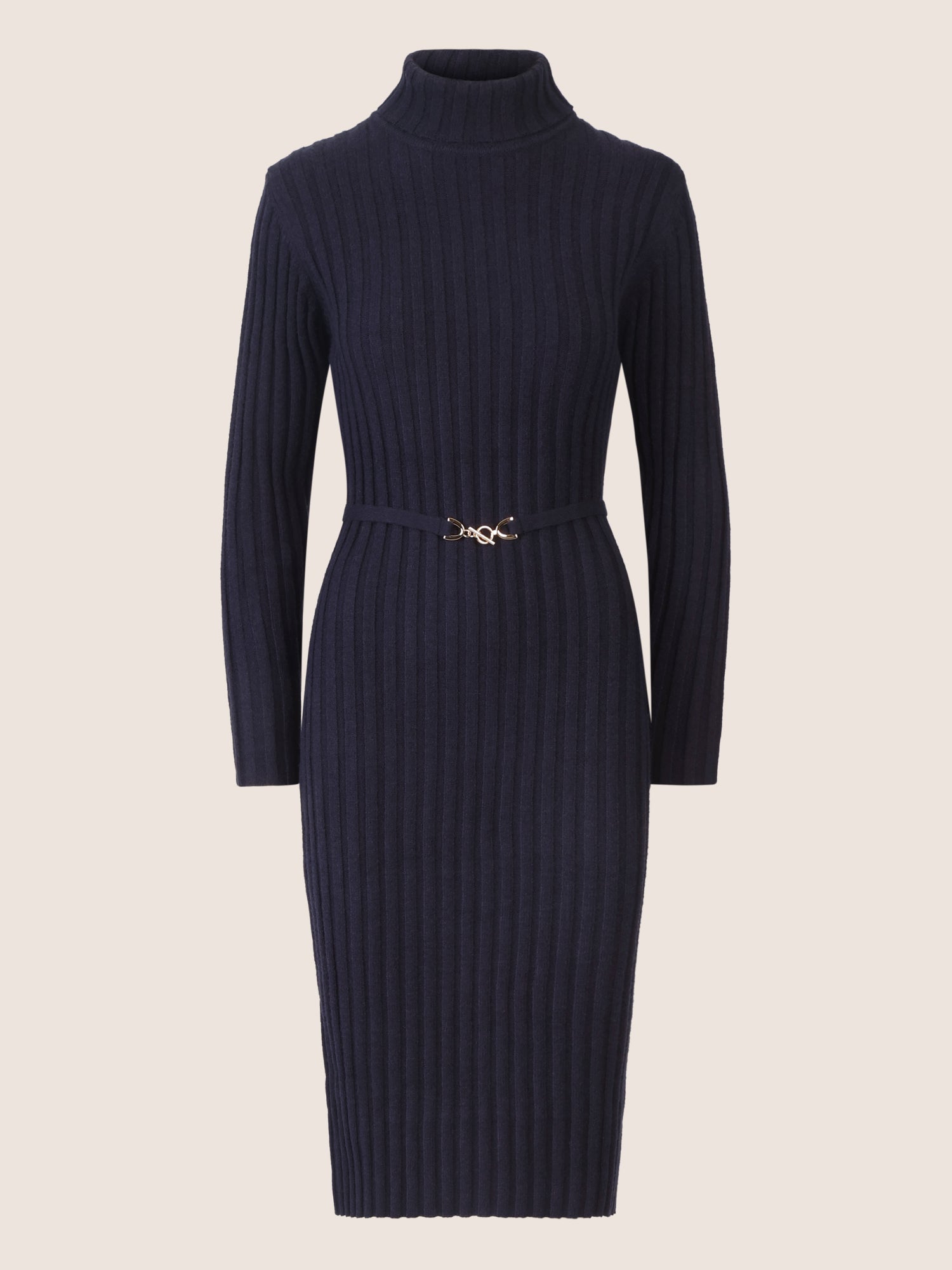 APART Midistrickkleid mit Gürtel | nachtblau