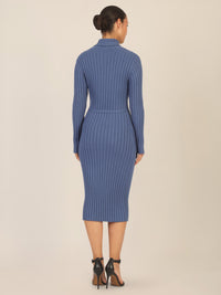 APART Midistrickkleid mit Gürtel | mittelblau