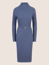 APART Midistrickkleid mit Gürtel | mittelblau