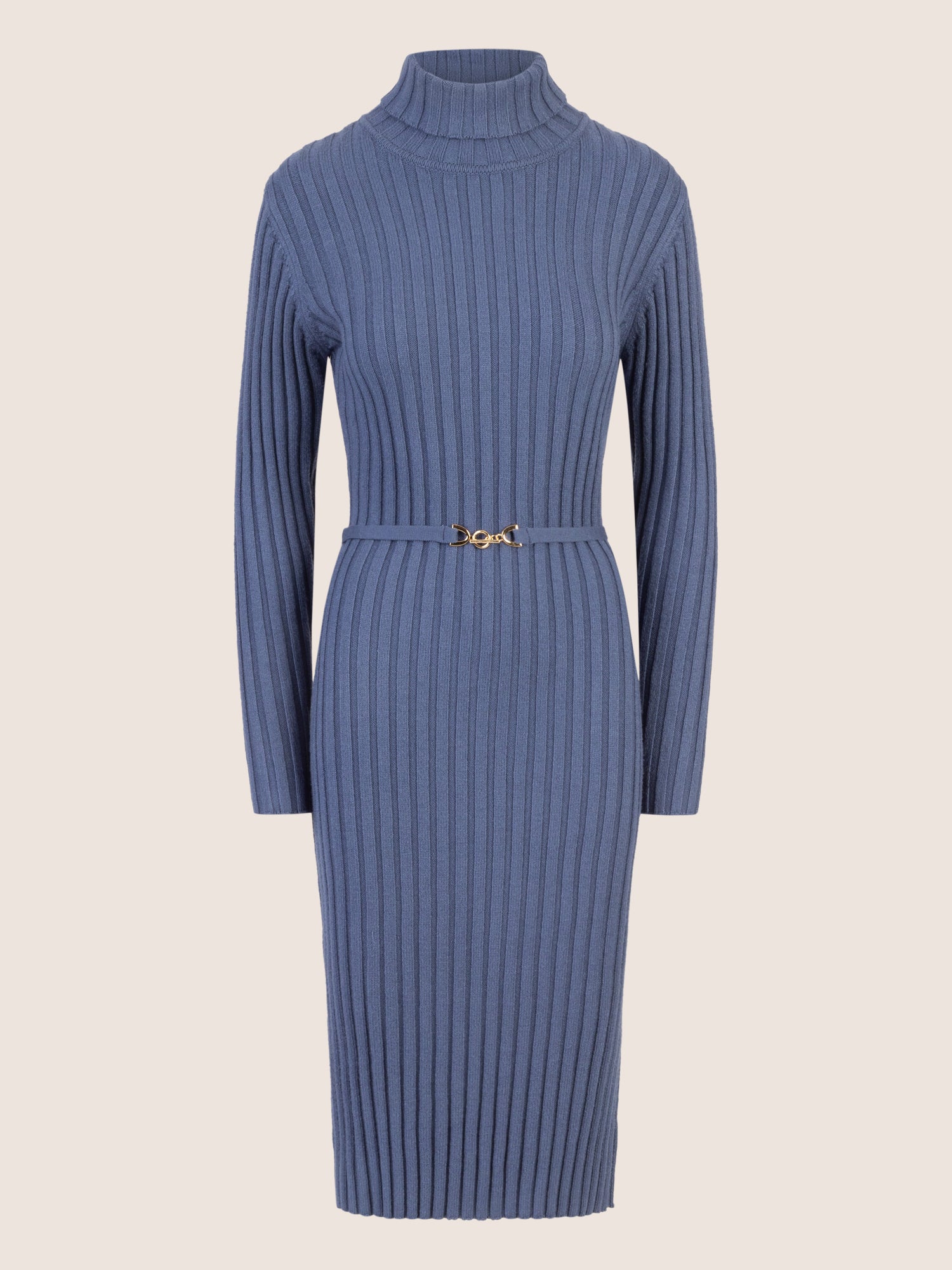 APART Midistrickkleid mit Gürtel | mittelblau