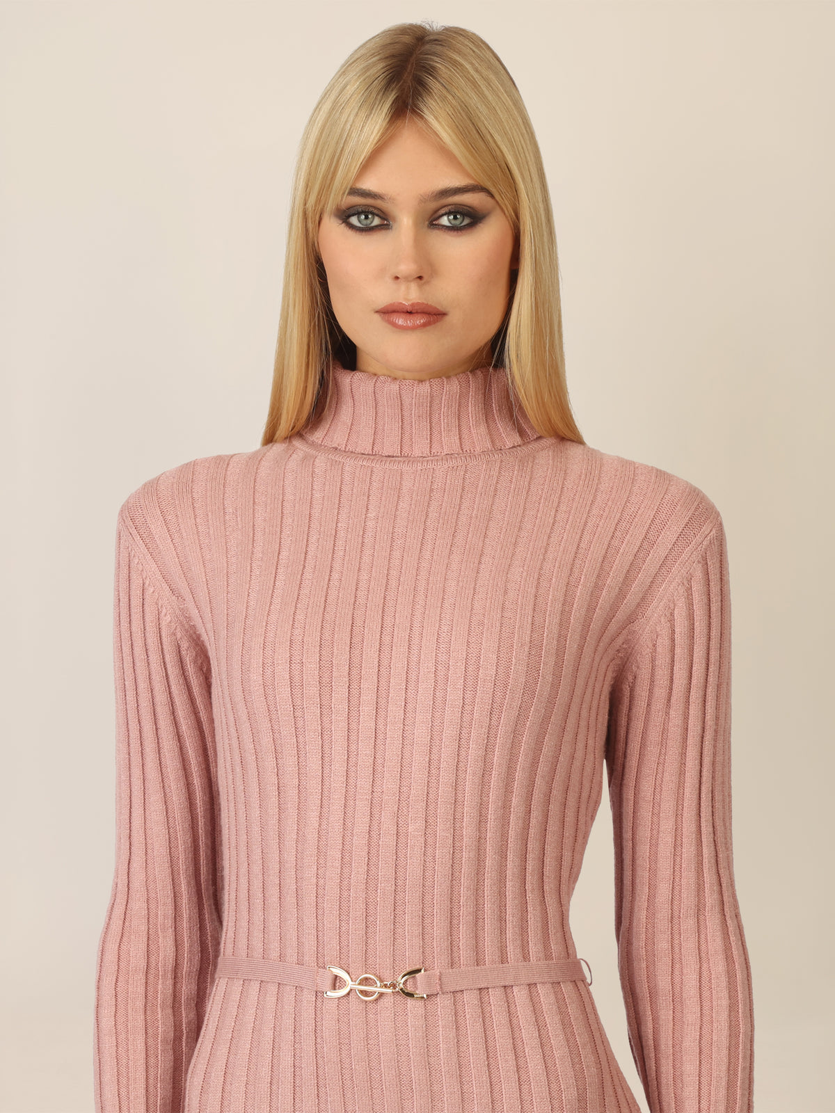 APART Midistrickkleid mit Gürtel | mauve