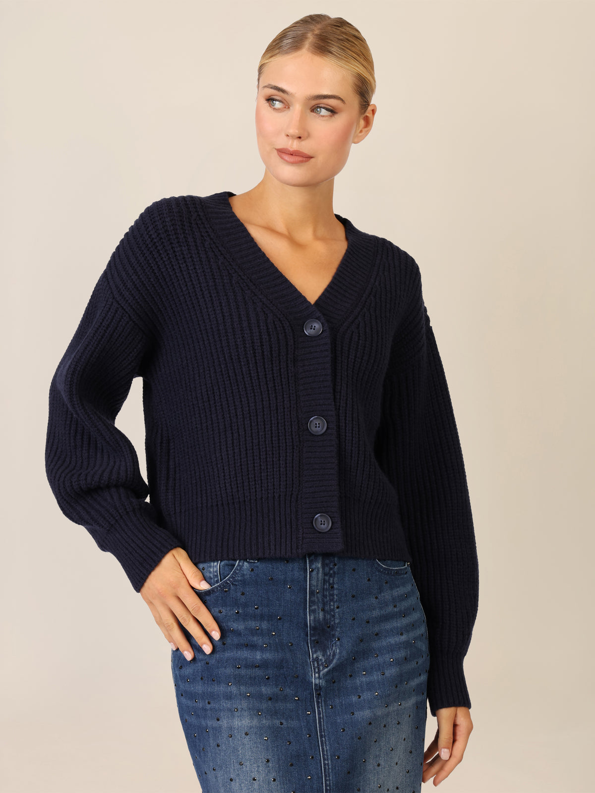 APART Oversized Strickjacke mit Knopfleiste | nachtblau