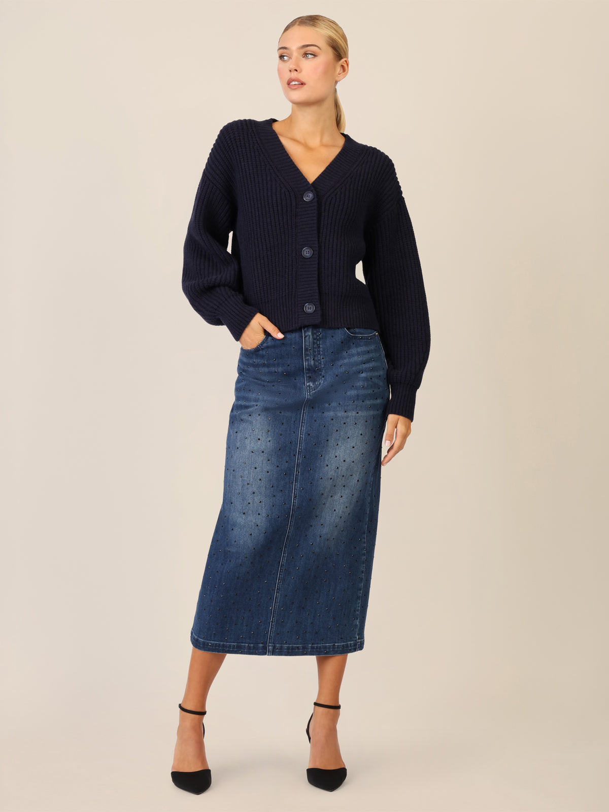APART Oversized Strickjacke mit Knopfleiste | nachtblau