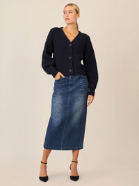 APART Oversized Strickjacke mit Knopfleiste | nachtblau