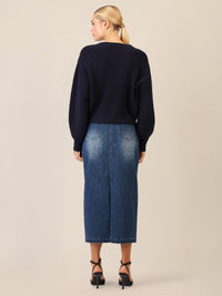 APART Oversized Strickjacke mit Knopfleiste | nachtblau