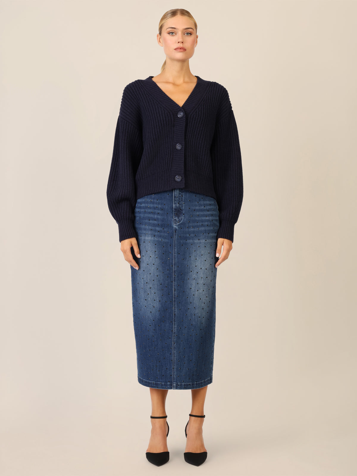 APART Oversized Strickjacke mit Knopfleiste | nachtblau