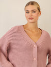 APART Oversized Strickjacke mit Knopfleiste | mauve