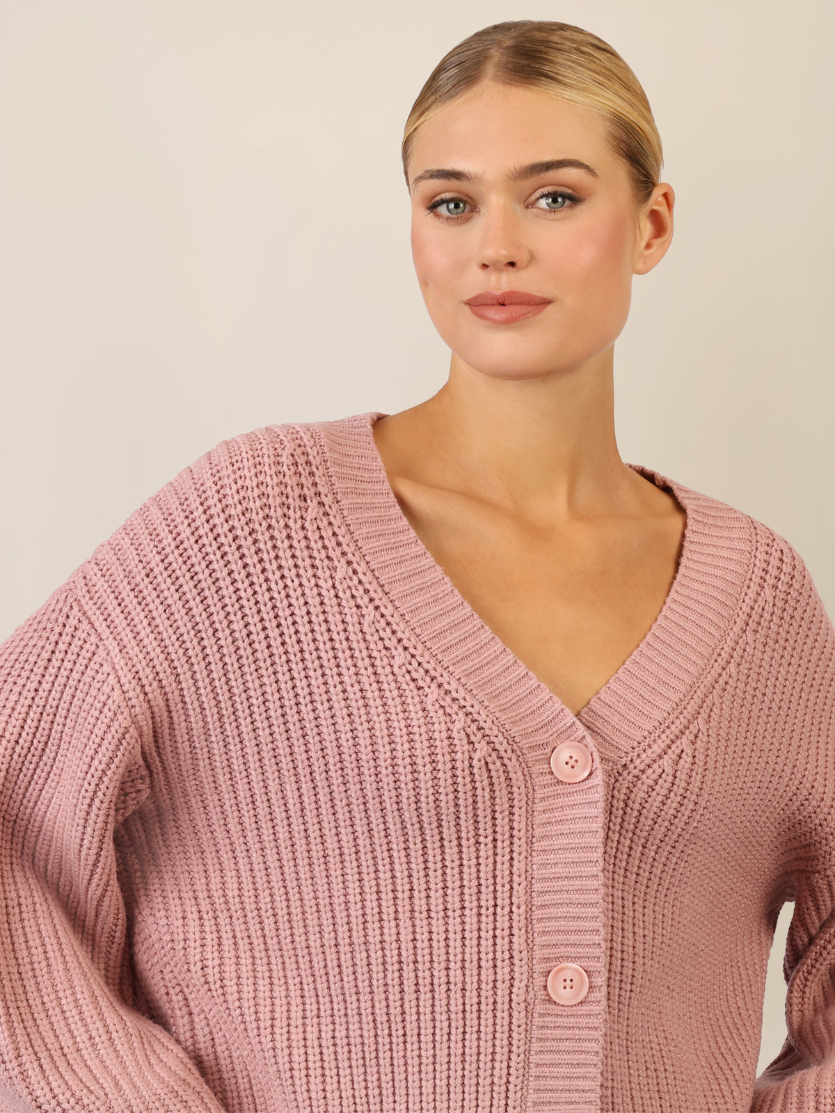 APART Oversized Strickjacke mit Knopfleiste | mauve