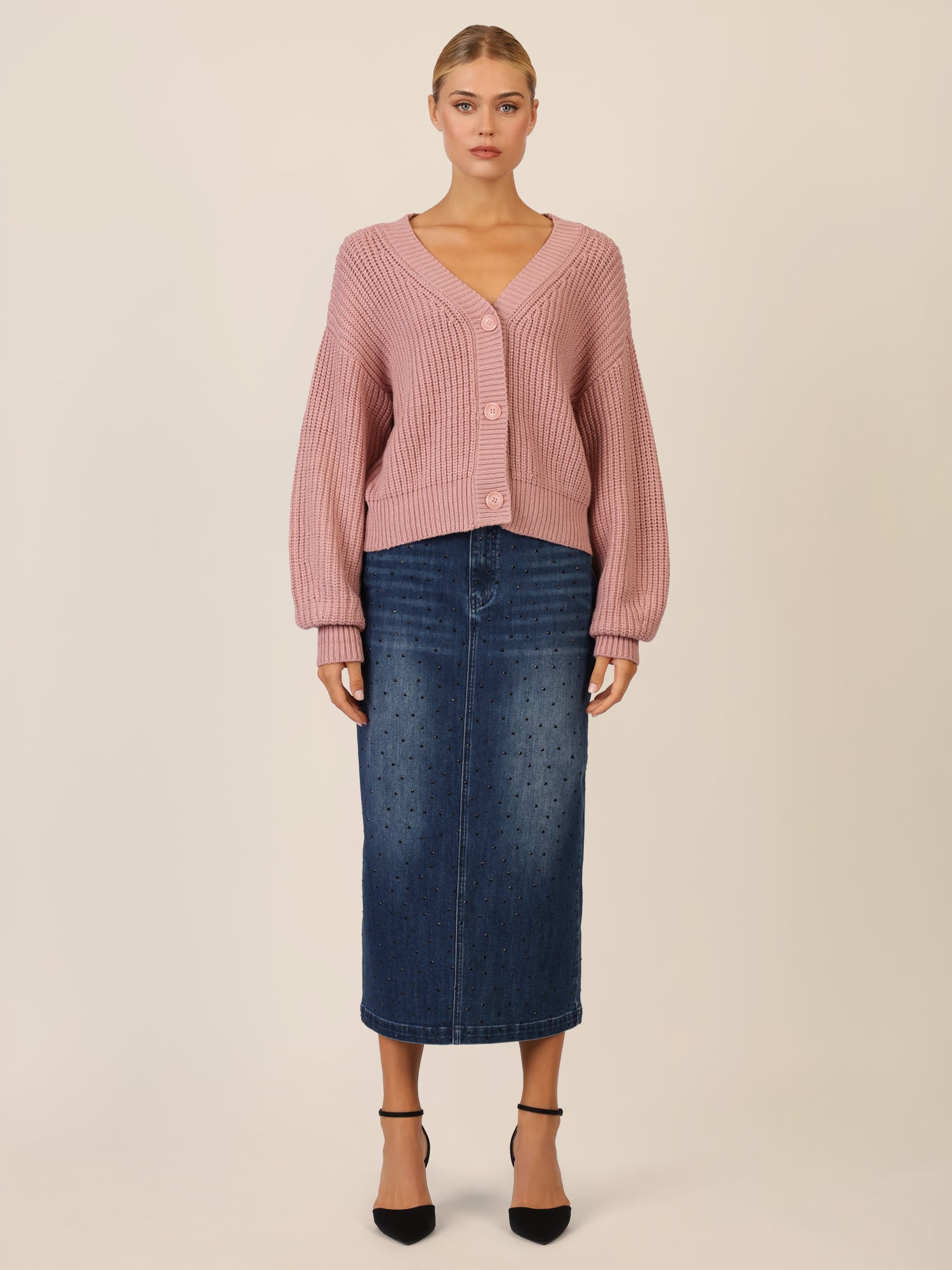 APART Oversized Strickjacke mit Knopfleiste | mauve