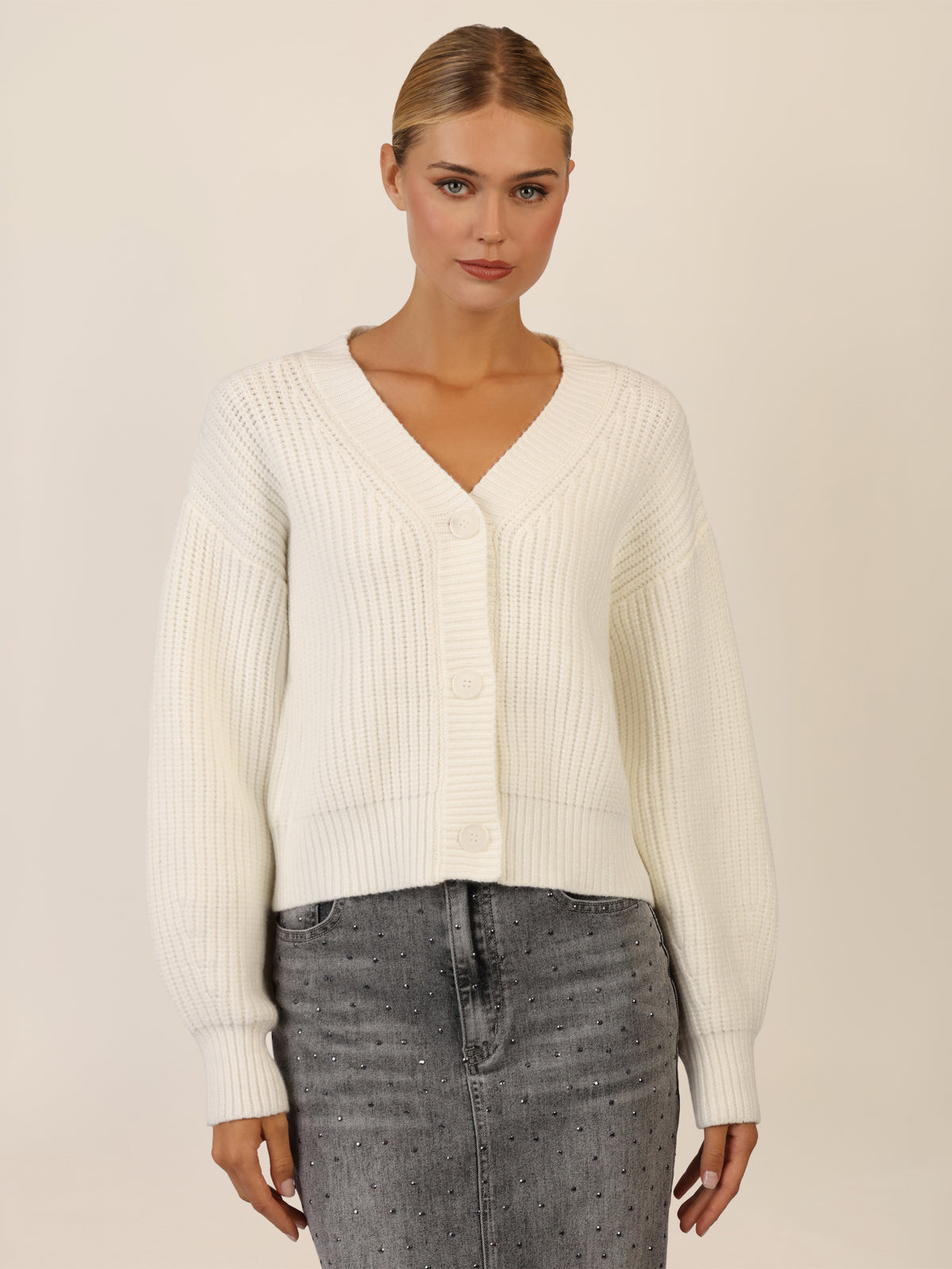 APART Oversized Strickjacke mit Knopfleiste | creme