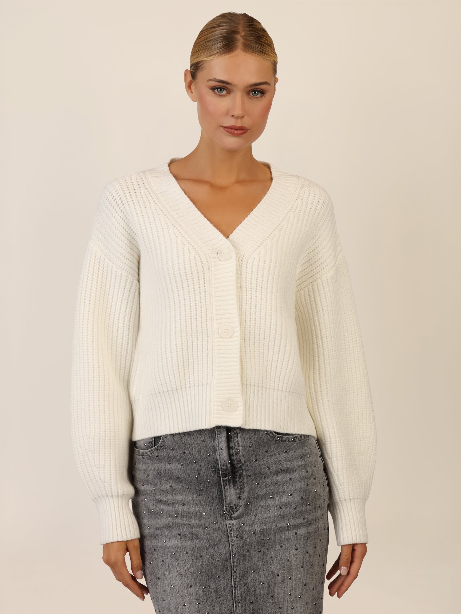 APART Oversized Strickjacke mit Knopfleiste | creme