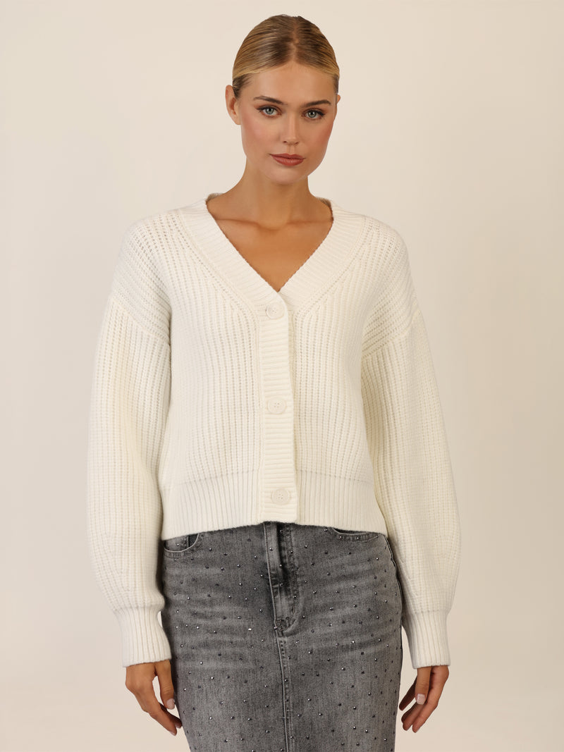APART Oversized Strickjacke mit Knopfleiste | creme