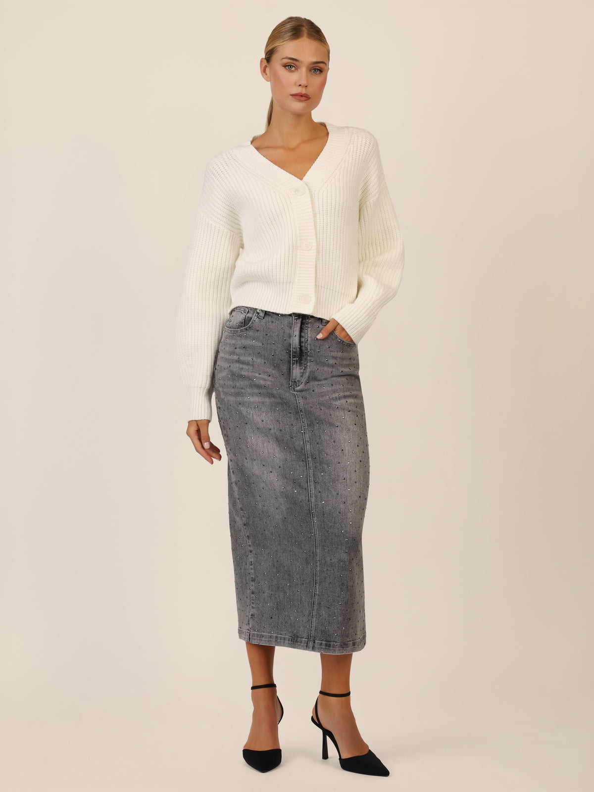 APART Oversized Strickjacke mit Knopfleiste | creme