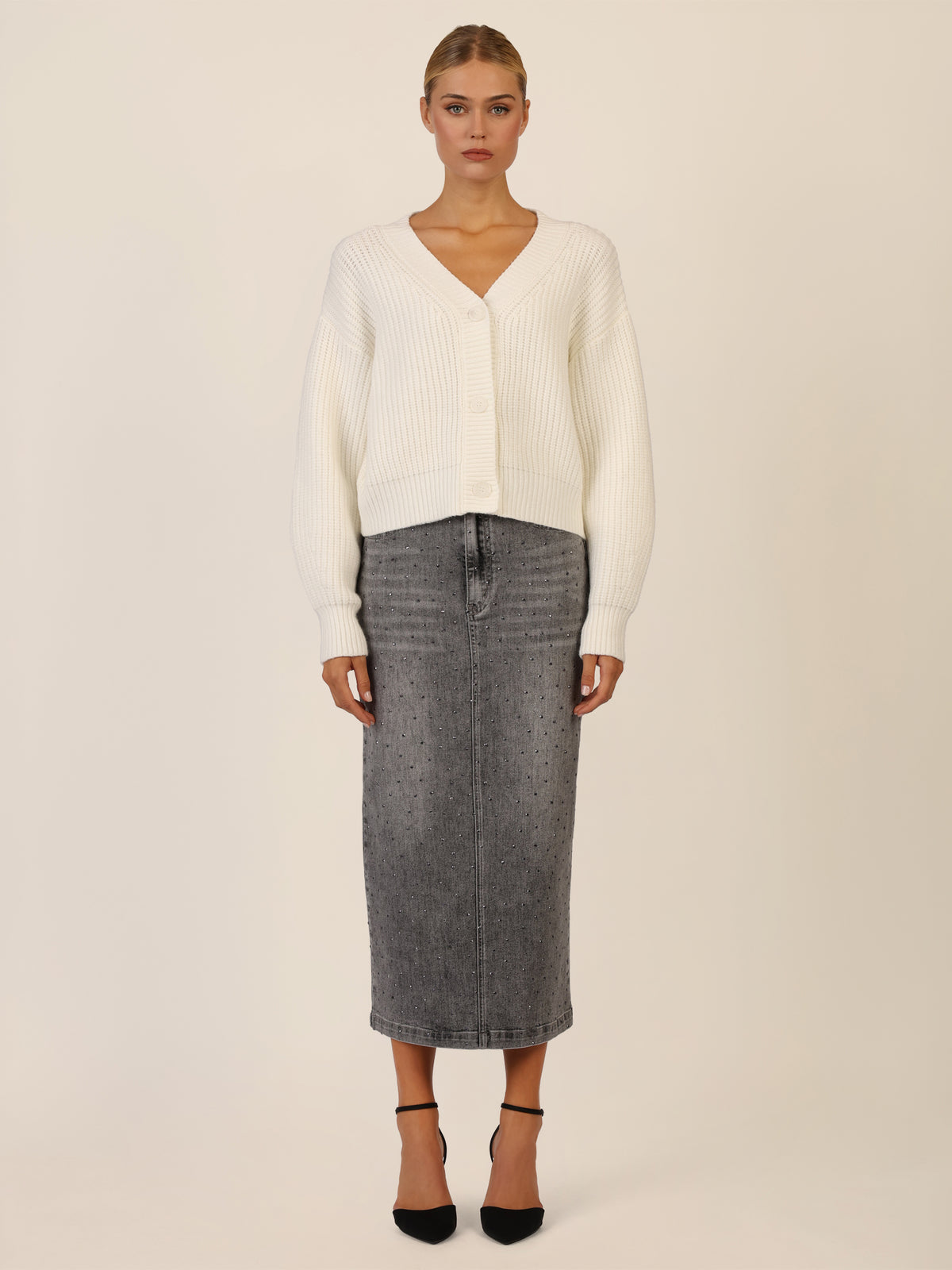 APART Oversized Strickjacke mit Knopfleiste | creme