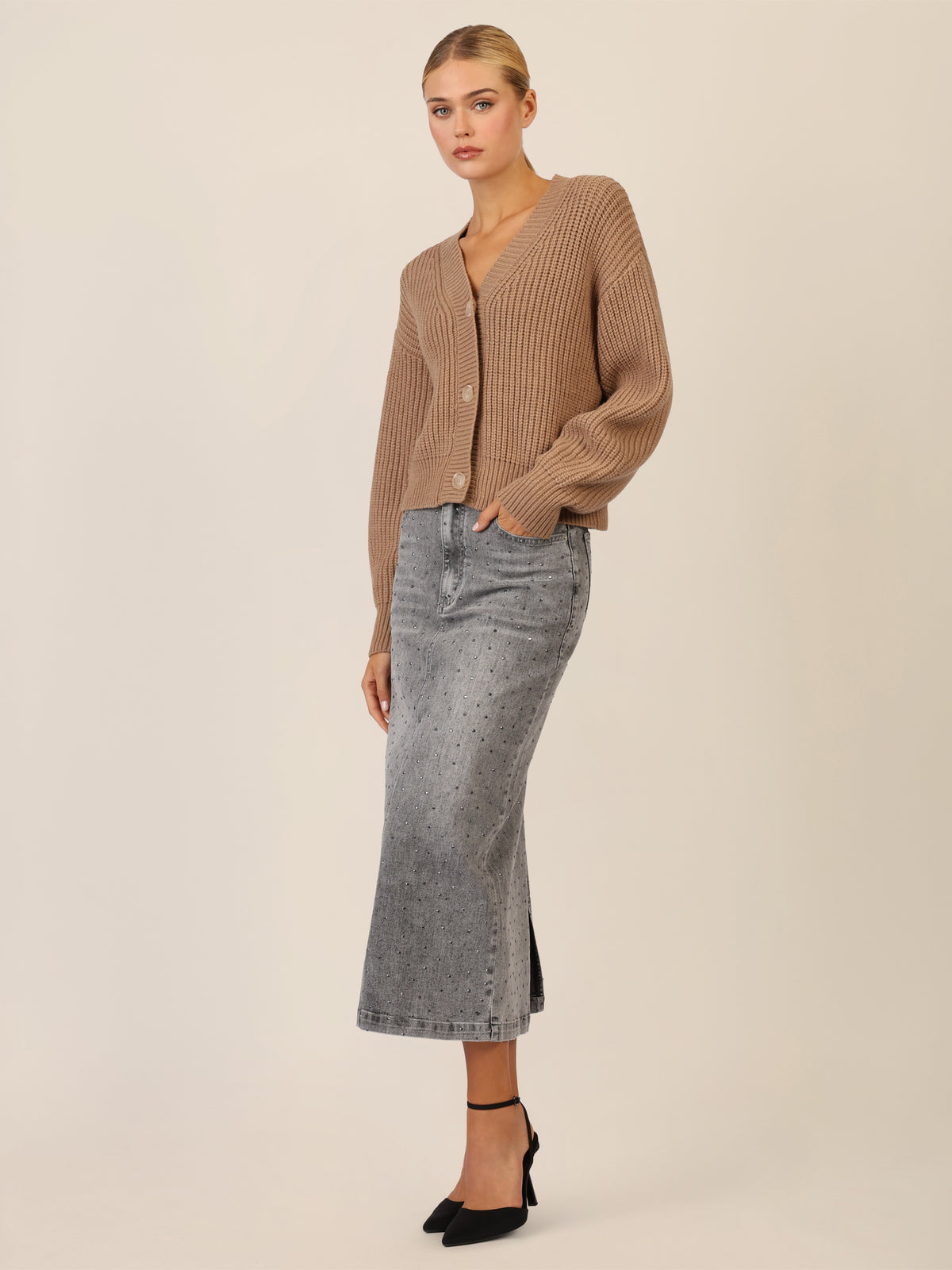 APART Oversized Strickjacke mit Knopfleiste | camel
