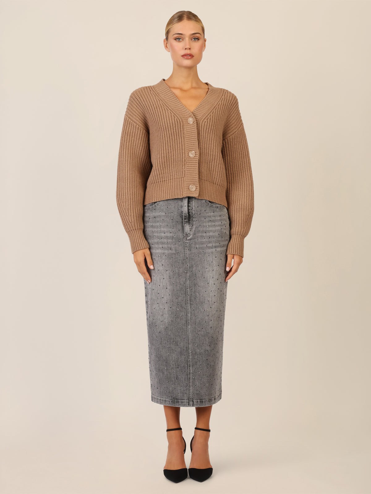 APART Oversized Strickjacke mit Knopfleiste | camel