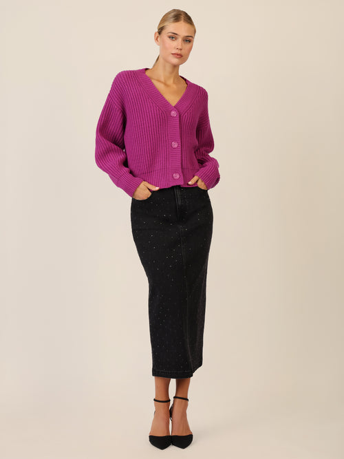 APART Oversized Strickjacke mit Knopfleiste | lila image 1