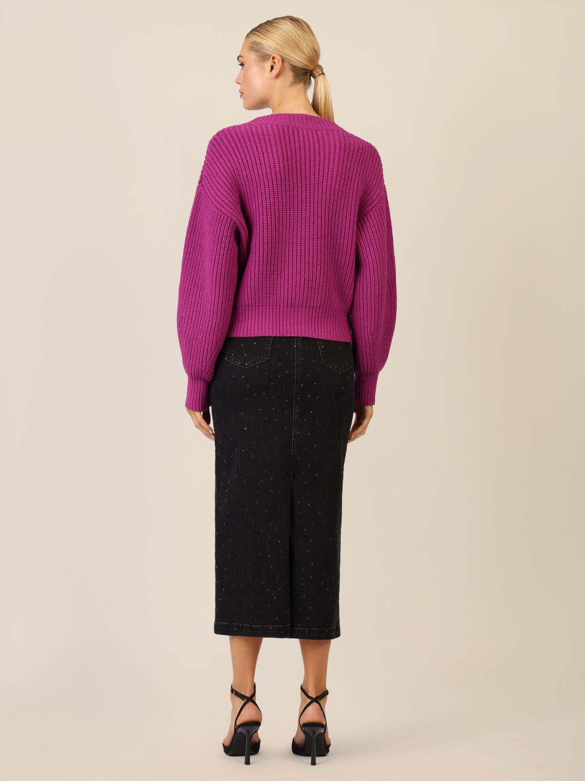 APART Oversized Strickjacke mit Knopfleiste | lila