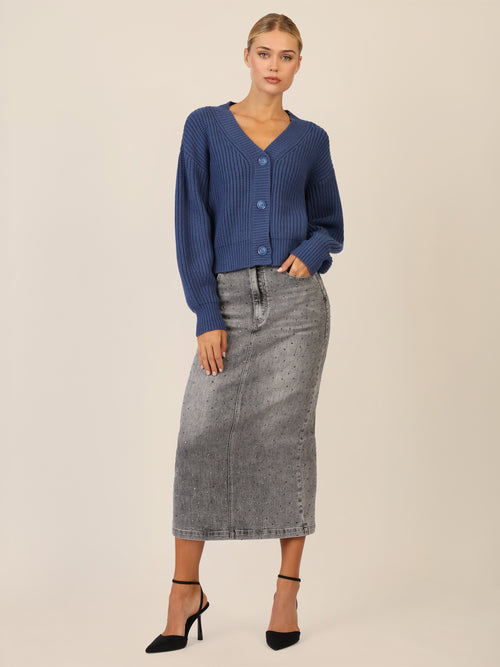 APART Oversized Strickjacke mit Knopfleiste | mittelblau image 1